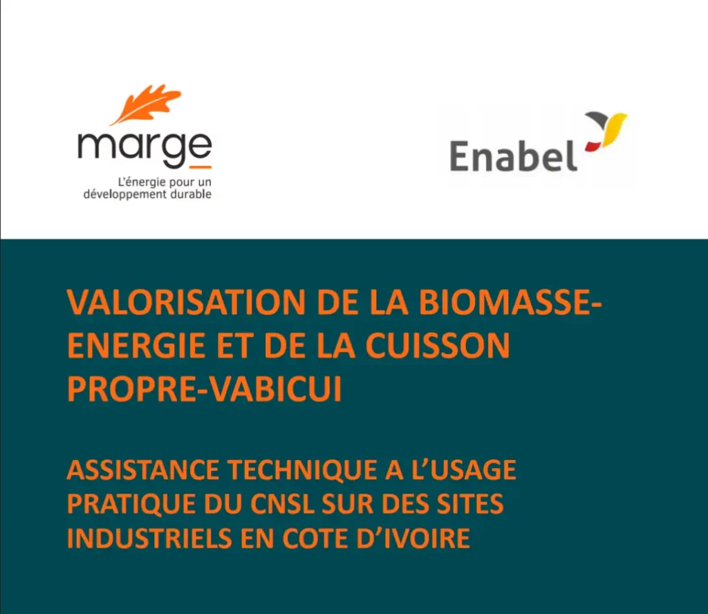 Vabicui — Image promotionnelle d'un partenariat entre Margé et Enabel pour un projet de valorisation de la biomasse-énergie et de cuisson propre Vabic