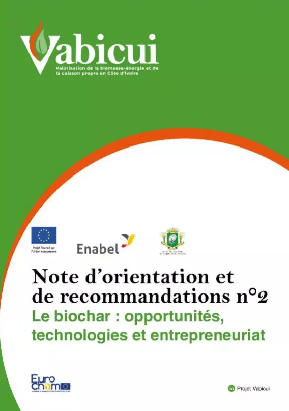 Vabicui — Document officiel intitulé 'Note d’orientation et de recommandations n°2' du projet Vabicui, abordant les opportunités, technologies et entr